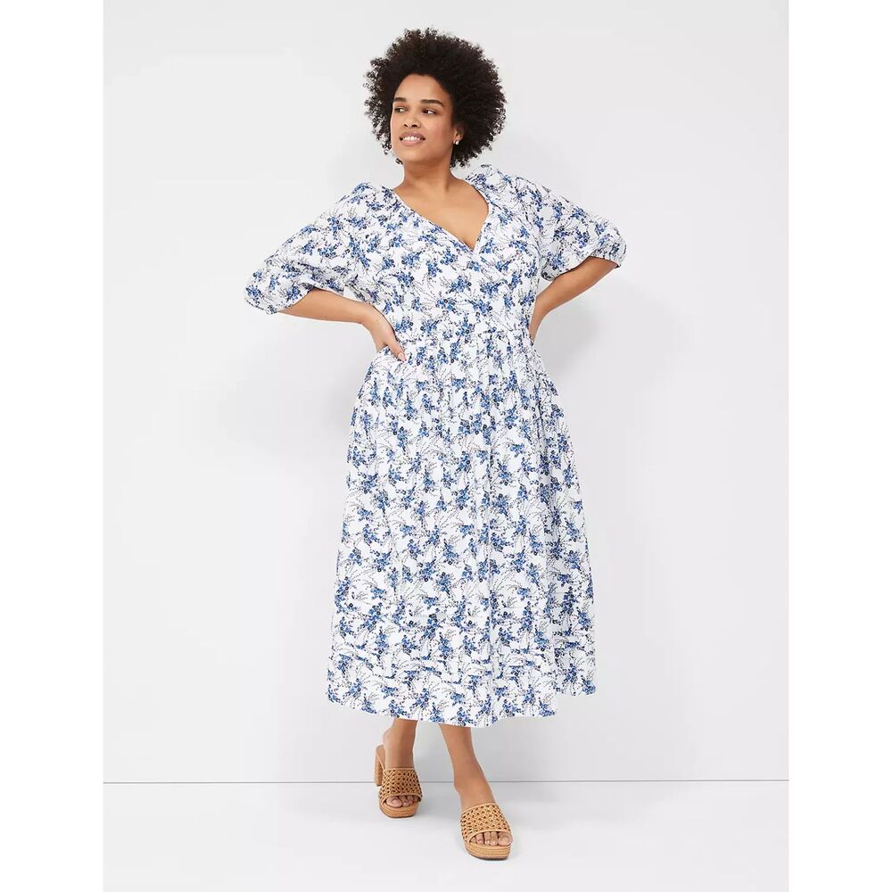 Lane Bryant Surplice-Neck Tuck-Detail Midi Dress